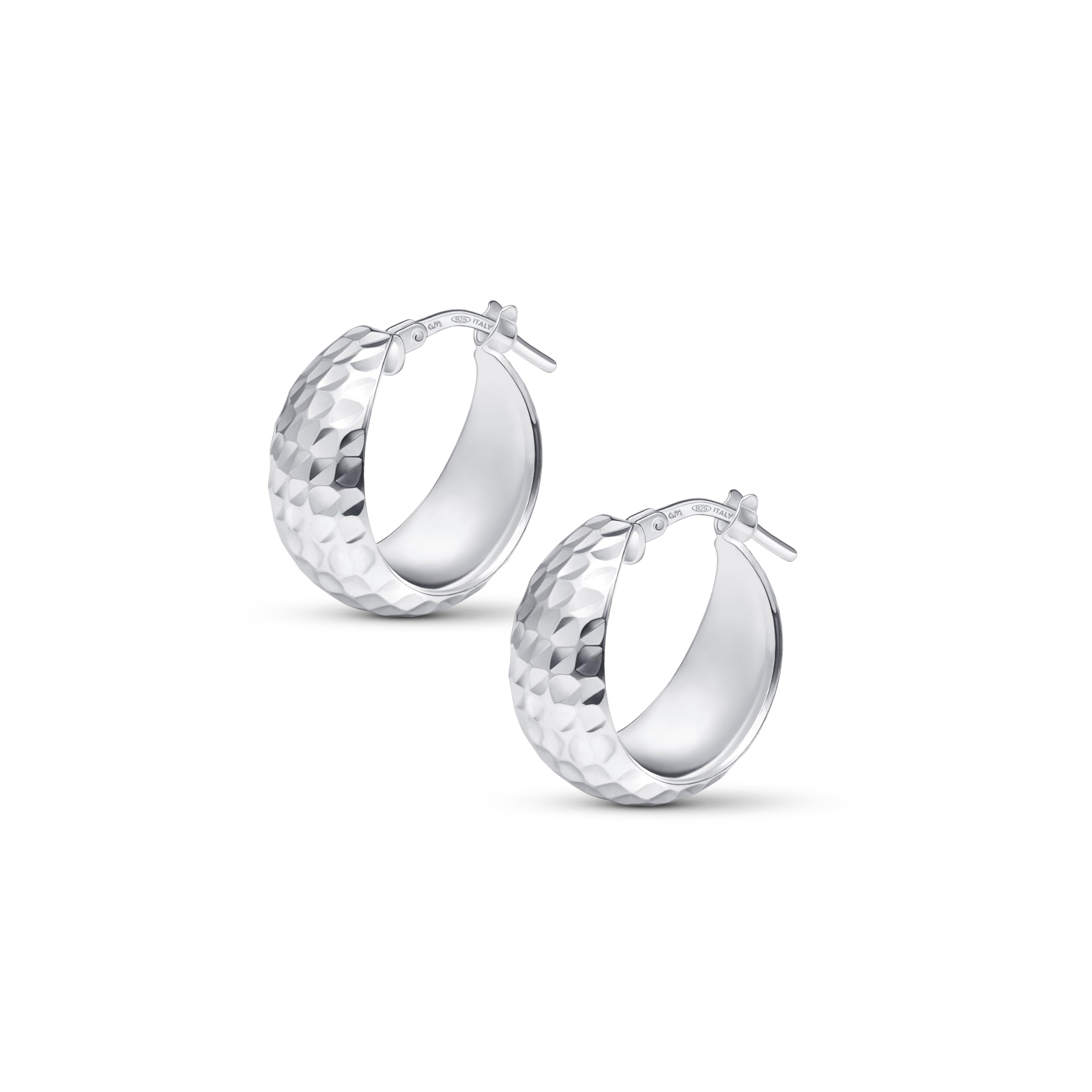 Amberta Pendientes de aro gruesos de plata de ley 925 hechos a mano para mujer
