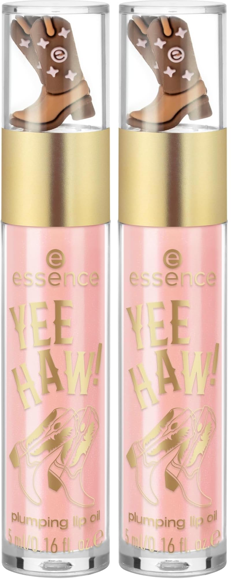 essence YEE HAW! plumping lip oil, Lip Booster, Nr. 01, Nude, vergrößernd, glänzend, schimmernd, vegan, ohne Parabene, ohne Mikroplastikpartikel, Nanopartikel frei, 2er Pack (5ml)