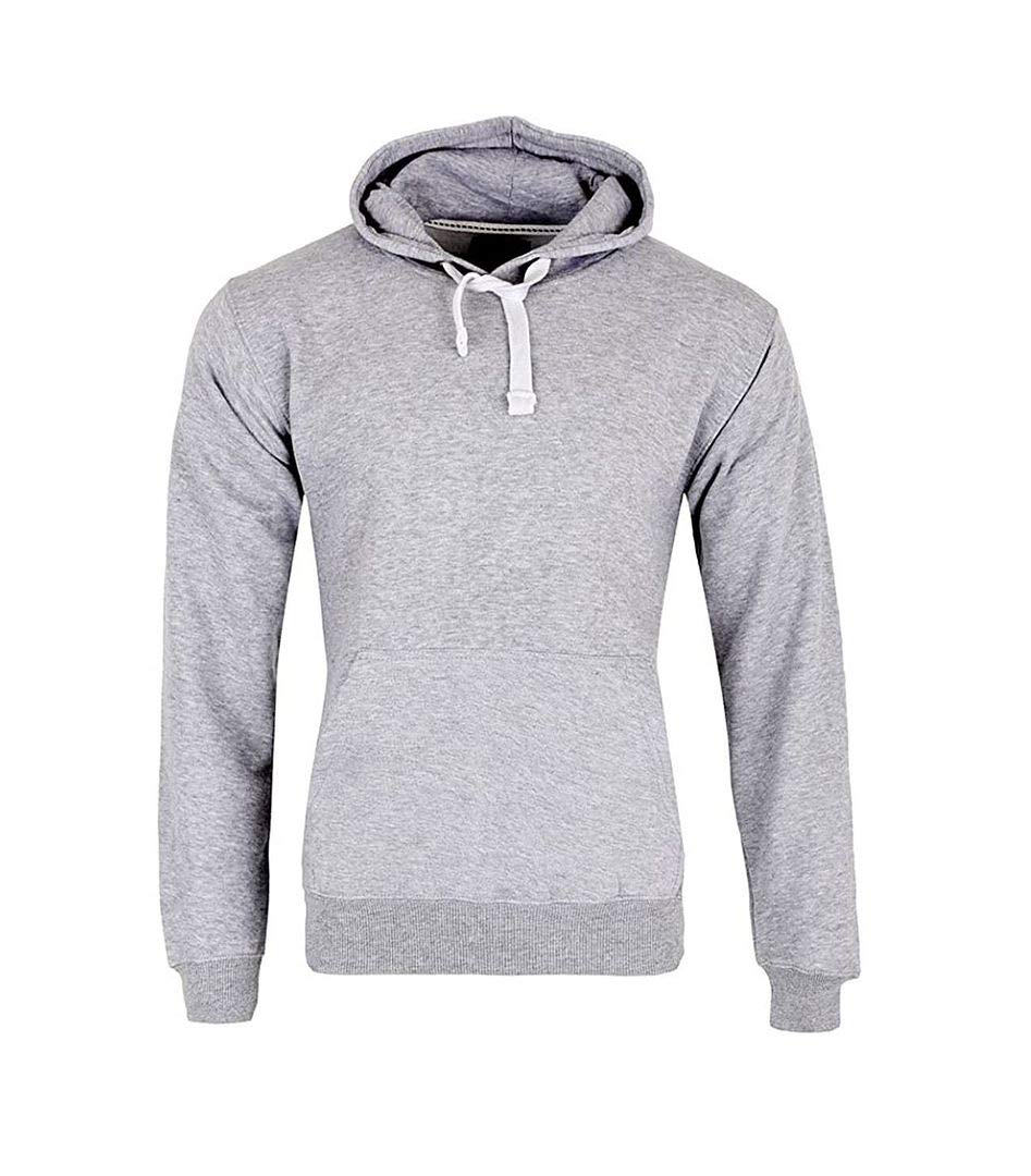 H&F Men’s Classic Plain Long Sleeve Hooded Drawstring Sweatshirt Pullover & Full Zip Hoodie Fleece Jumper Soft and Comfy Adult Top 2 Side Pocket Work Wear Jackets Size S-5XL (Pullover Grey, M)