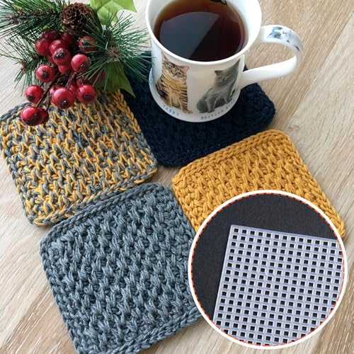 Image of Pndeyo 3 Sheet Clear Plastic Mesh Canvas, 7Count Printable Fursuit Eyes Mesh for Embroidery Yarn DIY Crafting Knit Crochet Projects Fursuits Handicrafts Making- 10in x 13in