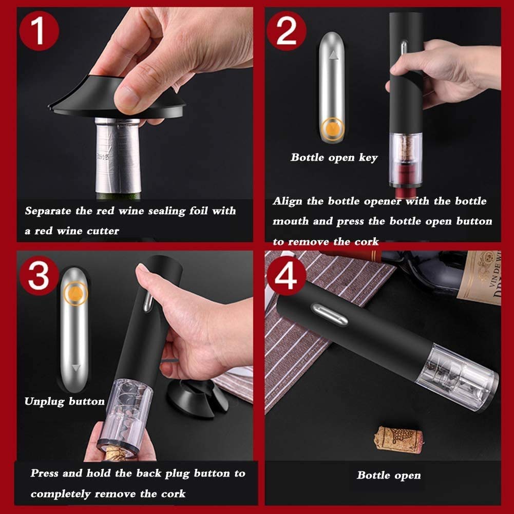 Botella eléctrica de abrelatas, bomba de removedor de corcho de vino, abrel de vino fácil de usar, cortador de láminas, abrelatas de botellas de vino simple, regalo de amante del vino (no incluy