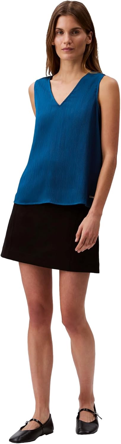 Calvin Klein Jeans Womens Plisse V Neck Tank Top - Image 4