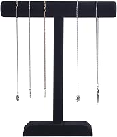 Pangkeep 13.8" Black Velvet Necklace Holder Stand - Stable T-Bar Jewelry Display for Selling & Photography