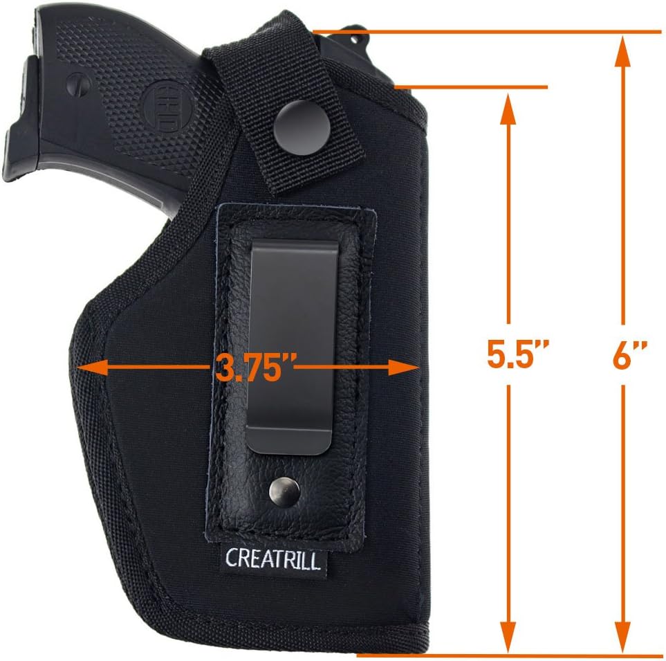 CREATRILL Inside The Waistband Holster | Compatible with M&P Shield 9mm.40.45 Auto/Glock 26 27 29 30 33 / Ruger LC9, LC380 / Springfield XD & Similar Pistols | Gun Concealed Carry IWB Holster