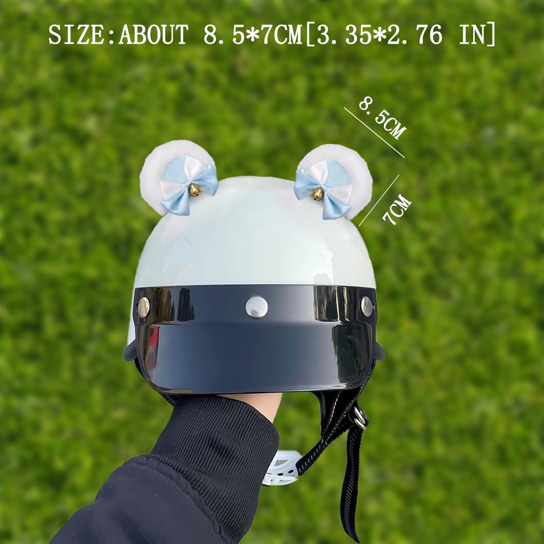 2 PCS Simple Bear Ears Helmet Decor Helmet Horns Helmet Accessories for Ski Motorcycle Snowboard Helmet White Blue