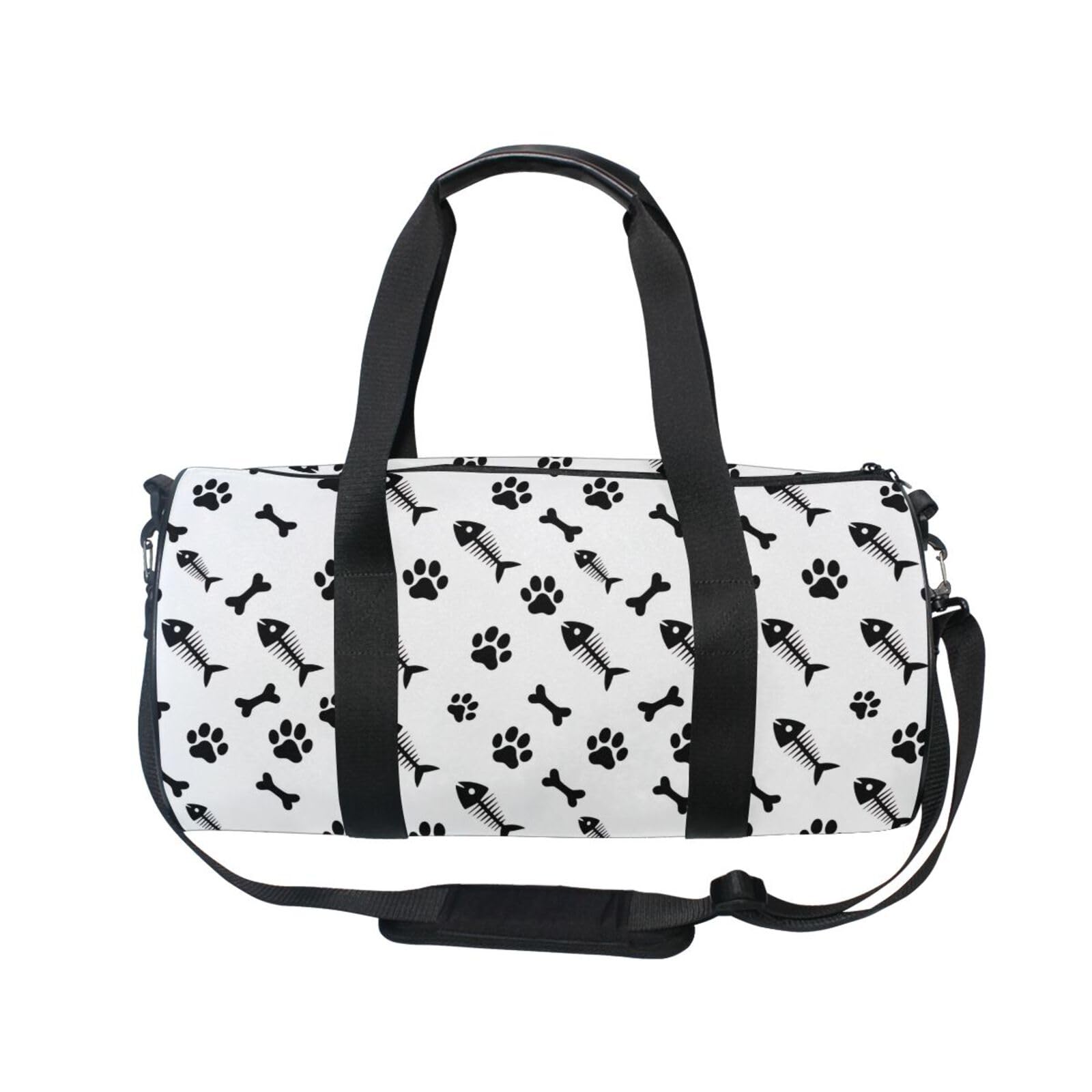 BOESI Doodle Fish Bone and Claw Travel Gym Bag, Lightweight Sports Bag, Hand-carrying and Shoulder-carrying, Suitable for Men and Women