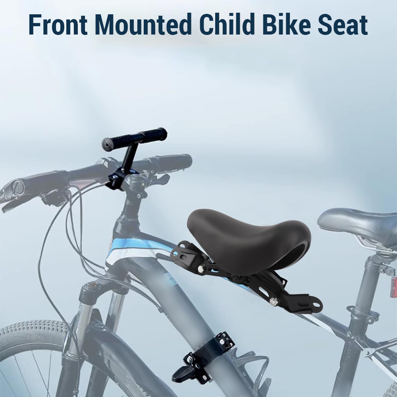 Seggiolino Bici per Bambini, Seggiolino Bici per Bambini Montato Anteriormente con Angolo Regolabile, Pedali Pieghevoli, Manubrio di Sicurezza per Bambini da 1 a 5 Anni,