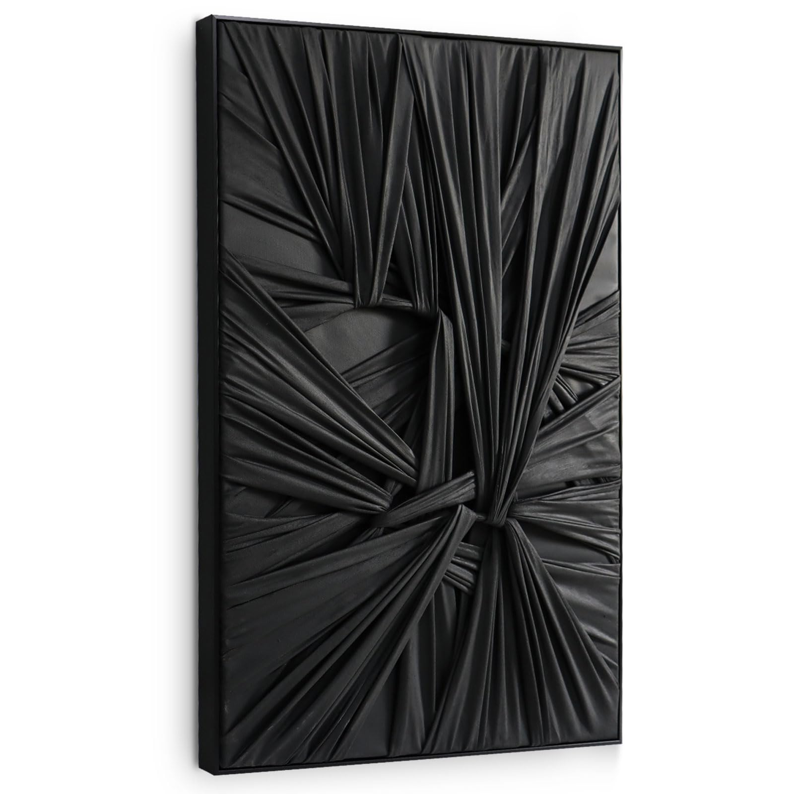 Photo 1 of SAFERRYHOME Black Abstract Textured Minimalist Wall Art - 3D Contemporary Dimensional for Home Office Living Room Modern Wall Decor Framed - 24"x36"