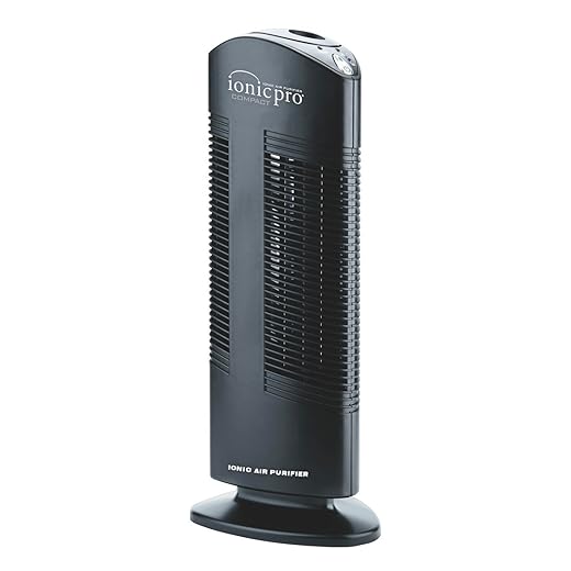 Ionic Pro Compact (CA200) Ionic Air Purifier Tower for Home, Quiet Ionic Filterless Design, Covers Up to 200 Sq. Ft., Removes Odors, Smoke, Dust, and Allergens – Black