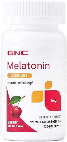 GNC Melatonina 1mg - Cereza, 120 pastillas, apoya el sueño reparador