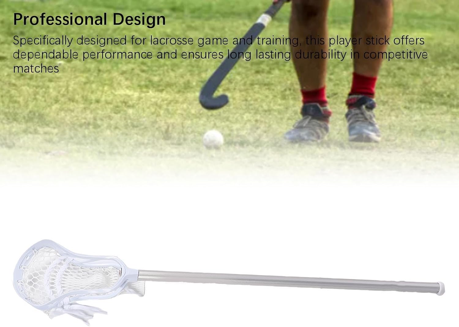 30 Inch Lacrosse Stick for Men, Non Slip Handle Aviation Aluminum Wear Resisting Men Training Lacrosse Stick with Mesh Pocket for Various Training Drills & Game