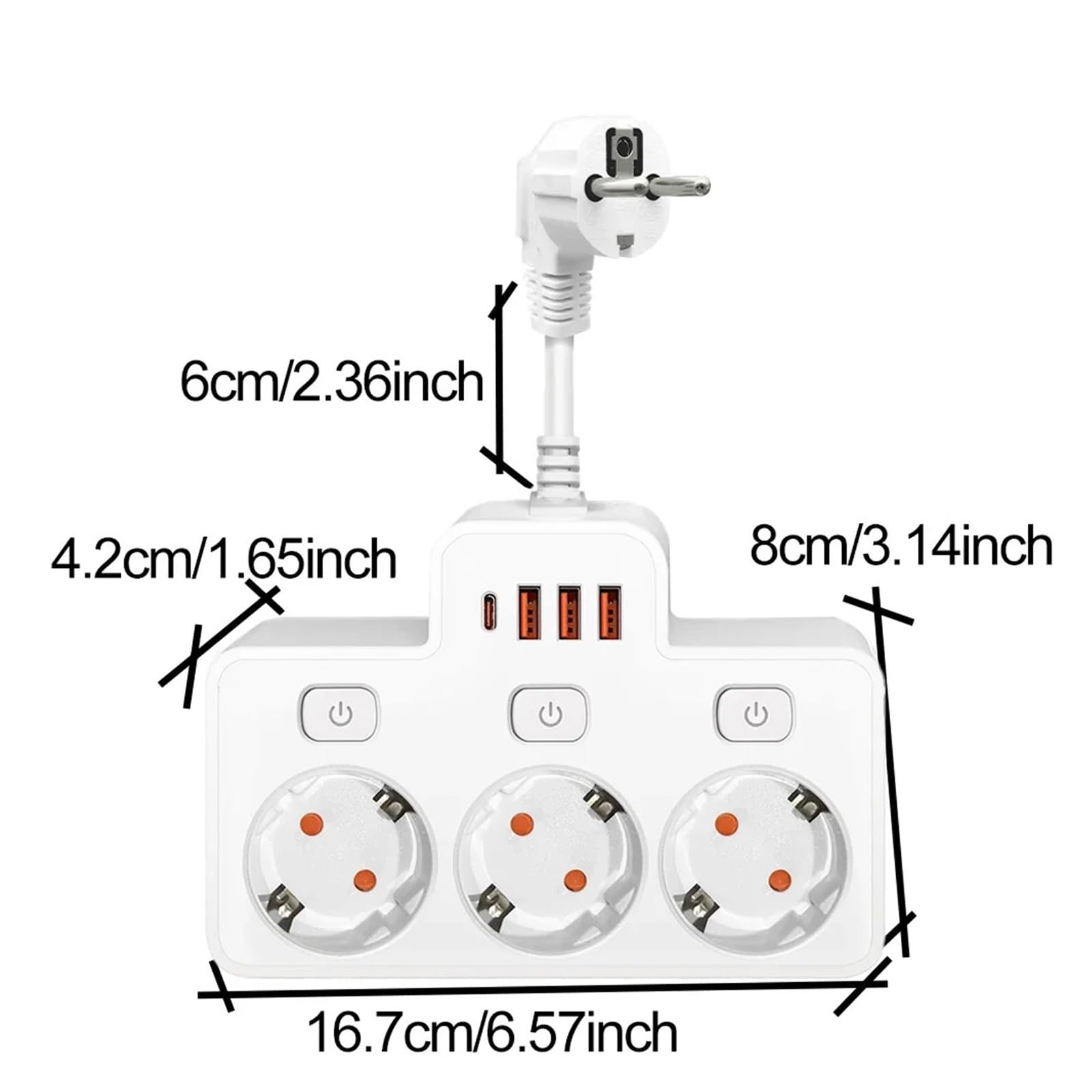 Multiprise prise ca ue corée, interrupteur mural indépendant, filtre réseau Multitap avec Ports USB, adaptateur de filtre réseau de charge(Black)
