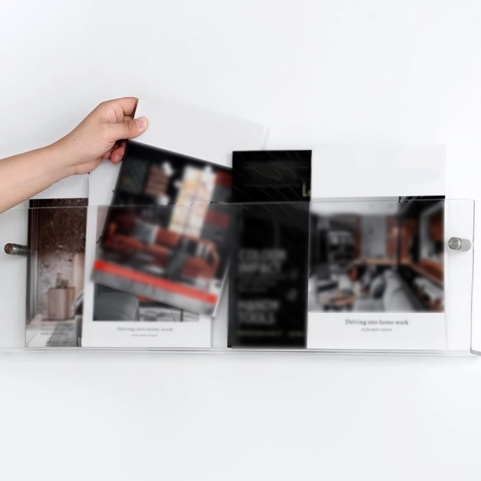 Lot de 2 porte-revues en acrylique transparent de 40, 6 cm support mural pour brochures bibliothèque suspendue support rangement pour brochures bureau et maison