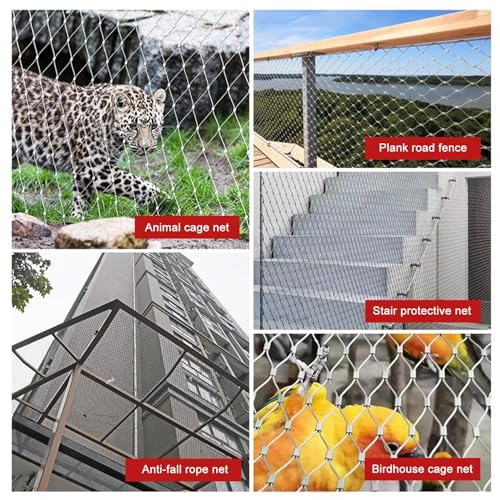 Generico Rete Metallica in Acciaio Inox 304 - Tipo X, Maglia 2 mm, per pollame da Giardino, Recinzione Flessibile anticaduta, Protezione Contro Le Cadute da Alta Quota, Maglia 5 cm (1,5 x 15 m)