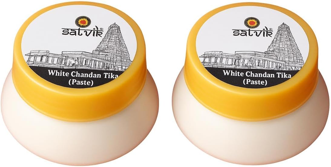 SATVIK Set of 2 - (25gmx2) Orange Ashtgandha Chandan Tika Paste | Kumkum Tilak for Pooja, Temple, Festivals & Daily Rituals | Traditional Chandan Paste for Hindu Religious Ceremonies