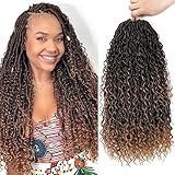 8 Packs Goddess Faux Locs Crochet Hair for Black Women, Long Goddess Locs Crochet Hair, Boho Style Locs, River Locs Crochet Hair with Curly Ends (22Inch, T27#, 8Packs)