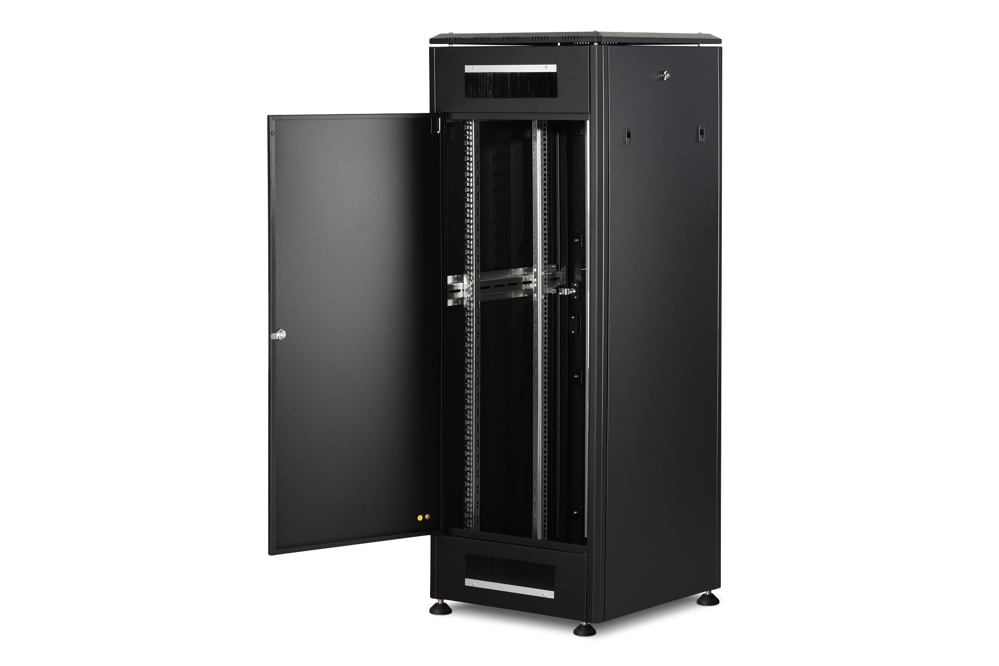 DIGITUS Armario de red – Rack de 19 pulgadas – 32U – 60 x 60 cm – Profundidad útil 54,3 cm – Capacidad de carga 1200 kg – Independiente – Puerta de cristal – IP20 – Serie Unique – Negro