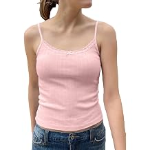 Cioatin Women Cute Y2K Lace Trim Bow Pointelle Knit Crop Cami Tank Sleeveless Slim Fit Minimalist Summer Going Out Tops Girls