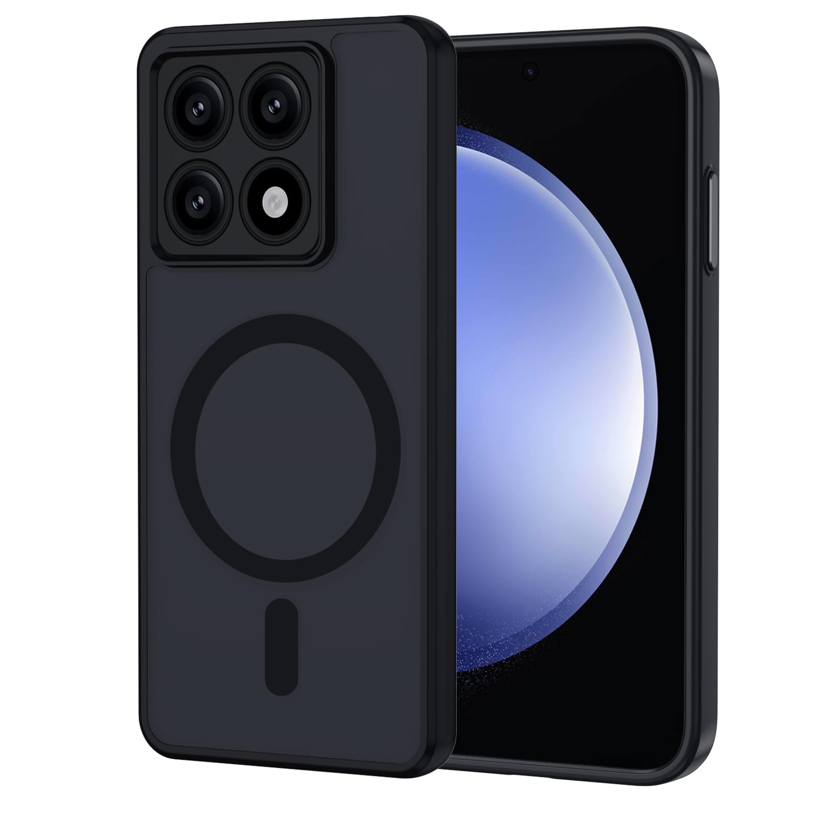 XTCASE Magnetic Cover for Xiaomi 14T, Ultra Thin Translucent Matte Back Scratch Resistant TPU Bumper Shockproof Protective Case, Black