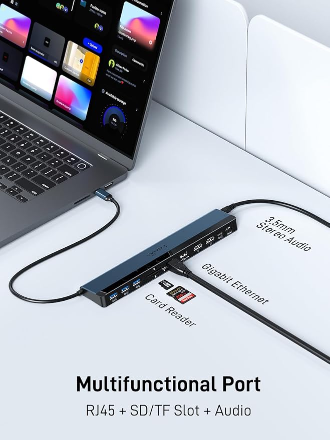Estación de Acoplamiento USB C Dual Monitor 12 en 1 con Cargador 100W miniatura 7