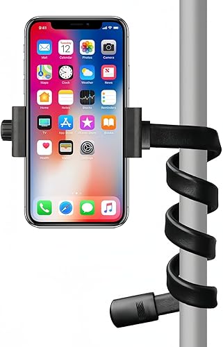 Soporte de teléfono ajustable con cuello de cisne adecuado para soporte de teléfono para soporte de micrófono, cochecitos de bebé, cintas de