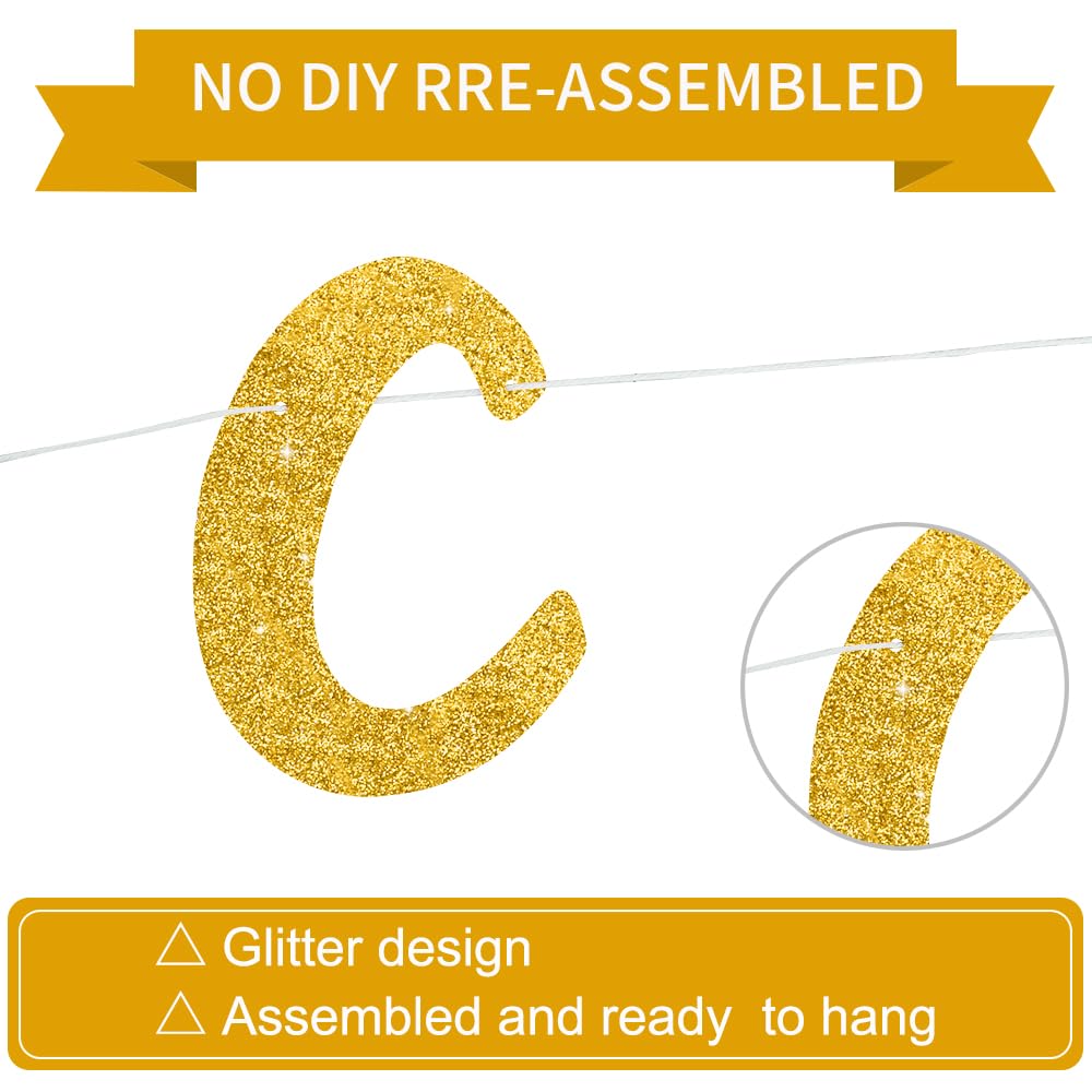 BEISHIDA Gold Congratulations Banner(NO-DIY),2024 Graduation Banners, Grad Congrats Class of 2024 Party Supplies,Garland for Congratulation Graduation,Wedding,Retirement Party Decor 2