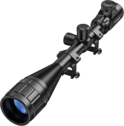 CVLIFE 6-24x50 AO Rifle Scope for Hunting - Red and Green Illuminated Reticle - Long Range 1 inch Tube RifleScope with Scope Rings