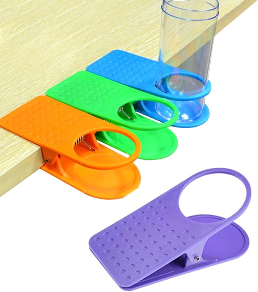 How Helpful 4 Colorful Clip On Table Cup Holders By Collections Etc
