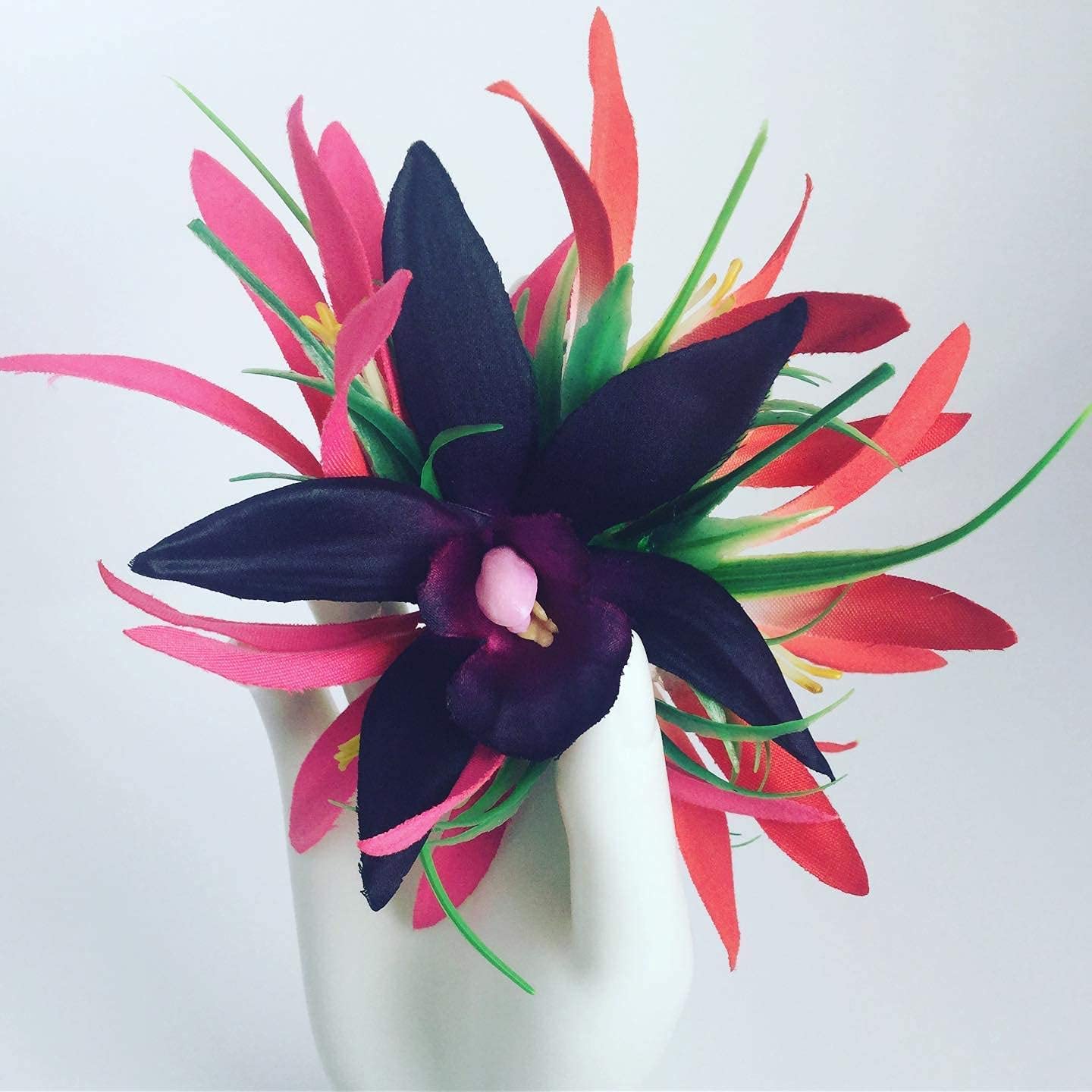 Tahitian Flower Hair Clip-Handmade-Moana Hair Accessories-3.5" Beach Luau Barrette for Women-Gifts-Big Hair Clips for Kids-Luau Headband for Teens-Hawaii Bridal Hairpieces for Wedding by UNI