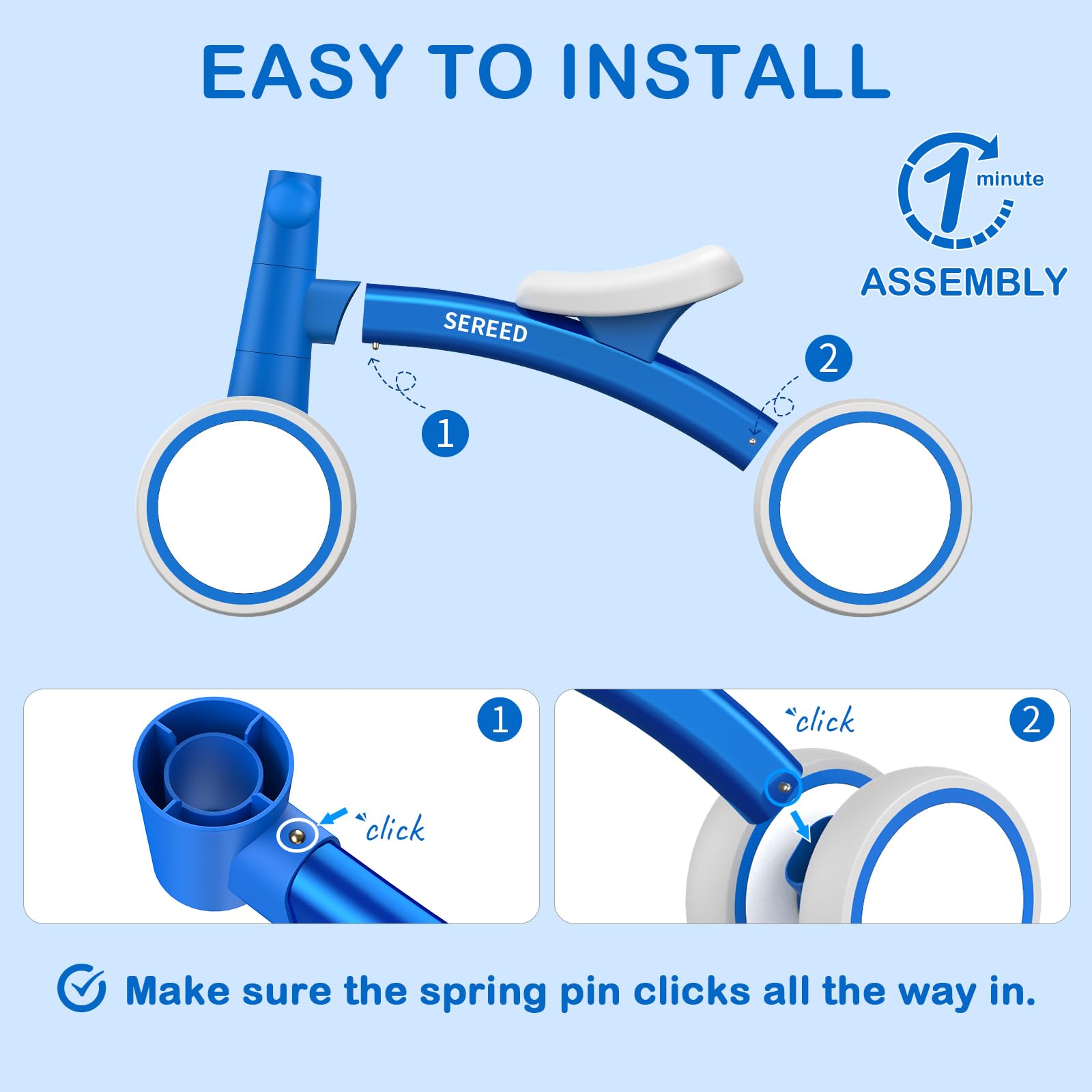 SEREED Baby Balance Bike for 1 Year Old Boys Girls 12-24 Month Toddler Balance Bike, 4 Wheels Toddler First Bike, First Birthday Gifts