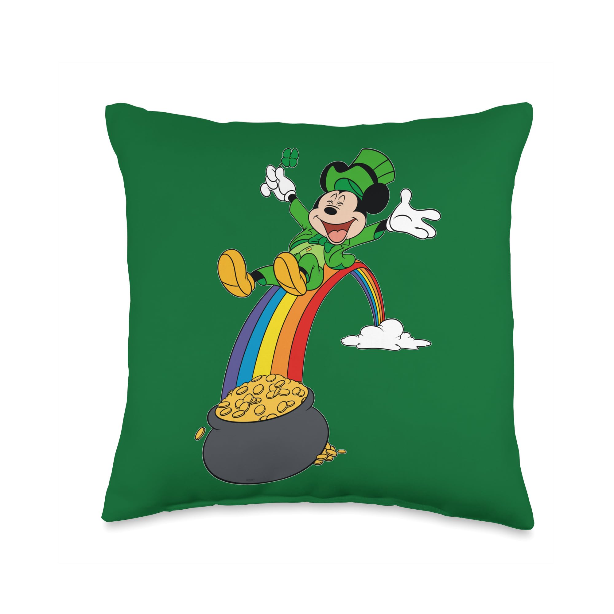 Coussin Mickey vert Disney pour salon et décoration de Saint-Patrick