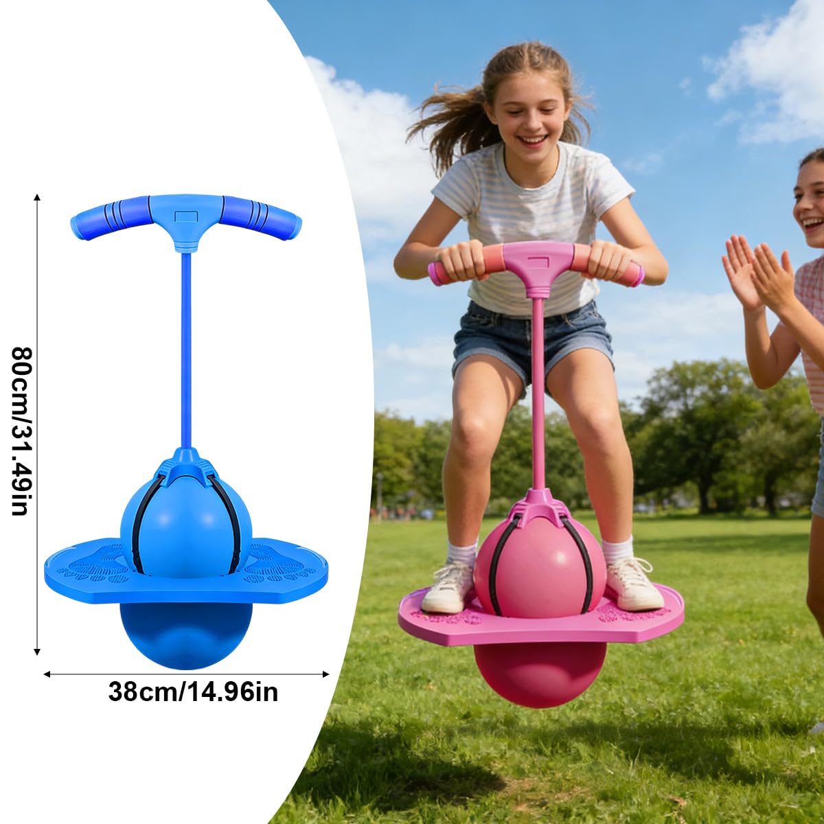 Pelota de Salto de Pogo, Pogo Balón de Salto, Pelota de Salto de Equilibrio, para Entrenar el Equilibrio, usable en salón, terraza y jardín, con Bomba (Rosa)