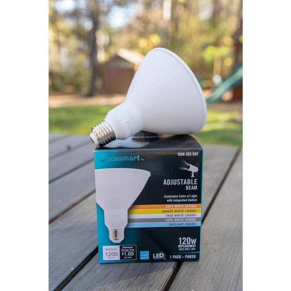 Photo 1 of EcoSmart 120-Watt Equivalent PAR38 Dimmable CEC Flood LED Light Bulb with Selectable Color Temperature (1-Pack)