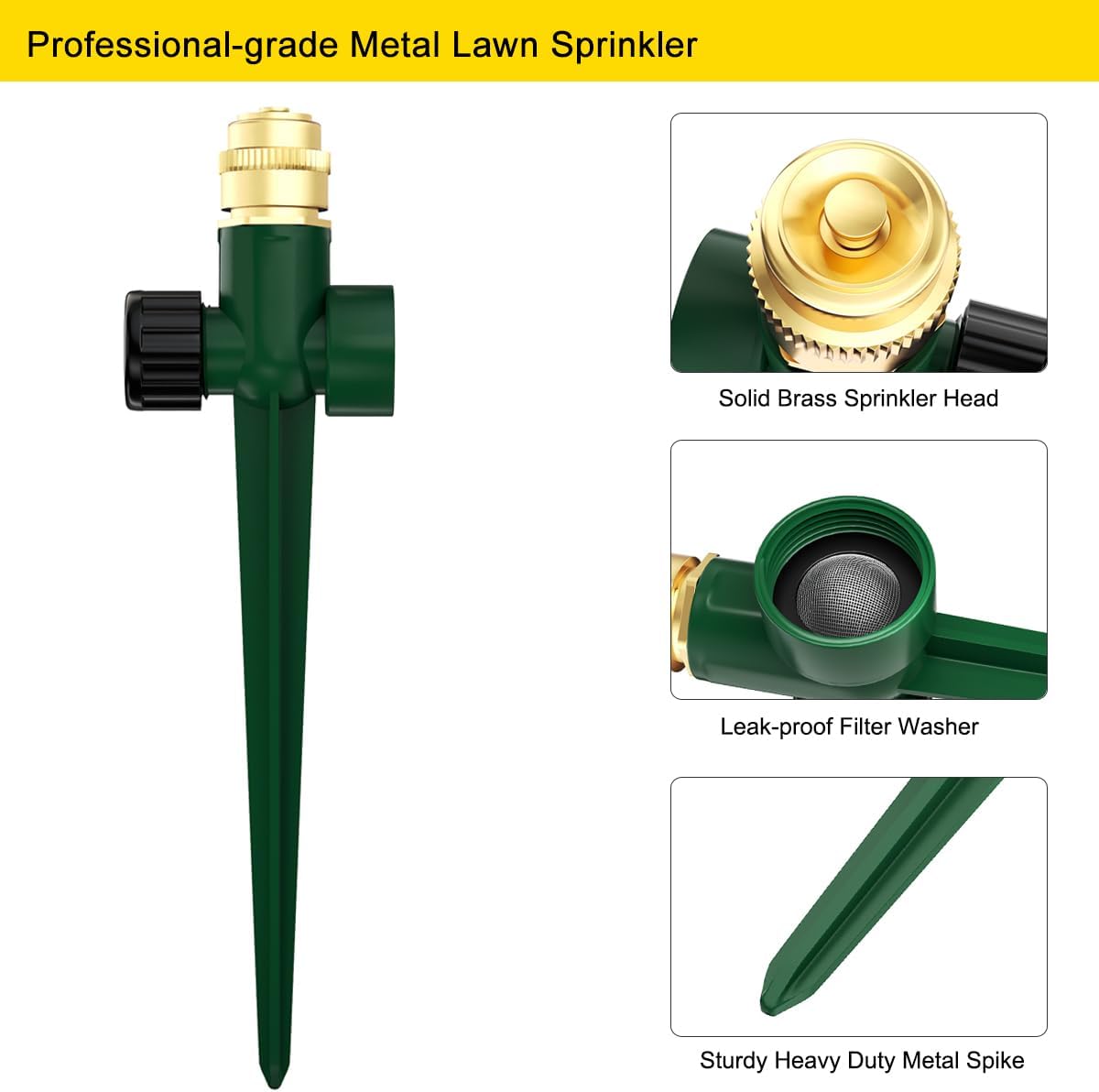 FANHAO Heavy Duty Garden Hose Nozzle + 2 Pack Metal Lawn Sprinkler for Yard