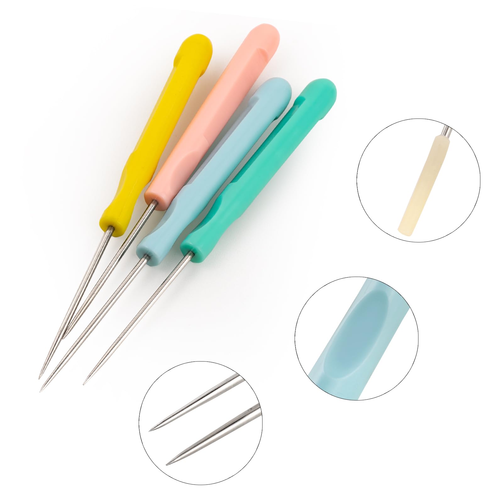 12 punzones de costura de cuero con mango de plástico para coser manualidades, punzón de sastres, herramienta de costura