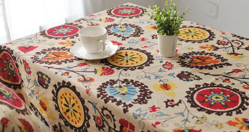 Cotton & Linen Home/Restaurant Decorative Color Focus Flower Household Arts Dustproof Dinner Nappe Tablecloth/Desk Cover/Tea-cloth/Table Runner Flag 60*60cm