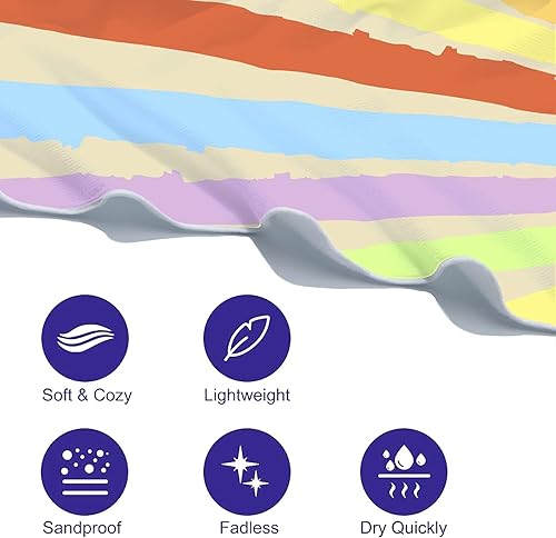 Miniatura 6 de Toalla de playa de microfibra de gran tamaño, 60 x 30 pulgadas, súper absorbente, de secado rápido, para playa, piscina, natación, camping, para