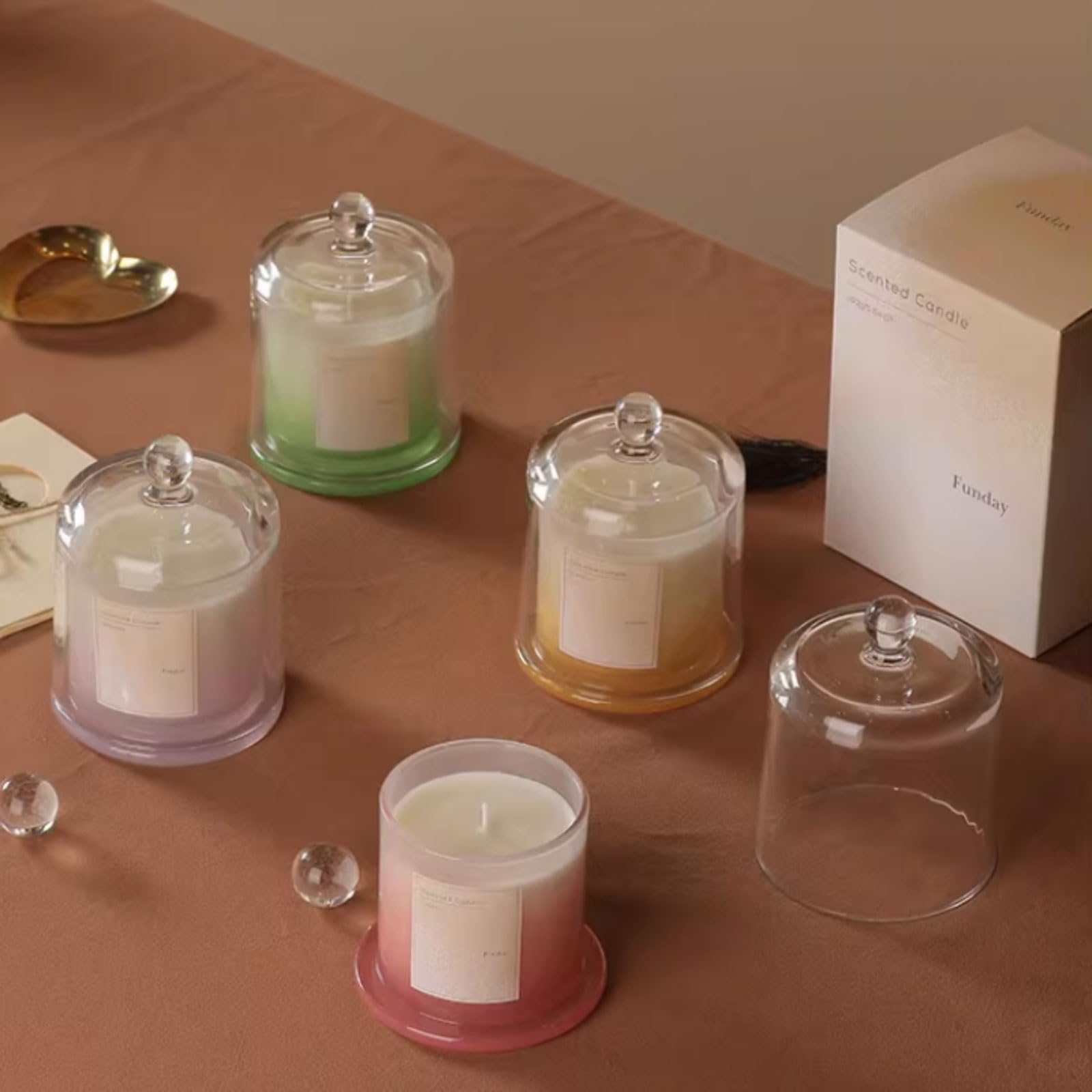 Compacto Velas de vidrio Velas aromáticas reutilizables modernas for el hogar hechas con cera de soja y aceites esenciales for mujeres y hombres no es picante(Oranje)