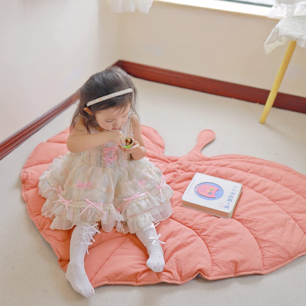 Surakey Tapis Epais Bebe Matelas de Sol Tapis Feuille Vert Tapis D'éveil pour Bébé Tapis Lavable en Coton Multifonction Tapis Enfants pour Ramper Et Jouer, Cadeau pour La Naissance Baby Shower