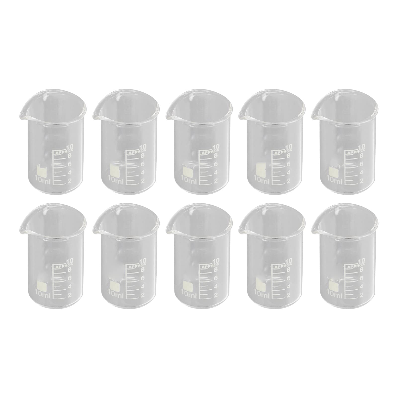 10PCS Beaker Borosilicate Beaker, Glass Beaker Glass Scientific Glass Beakers Experiment Tool with Clear Scale for Academic Industrial Experiment 10ml