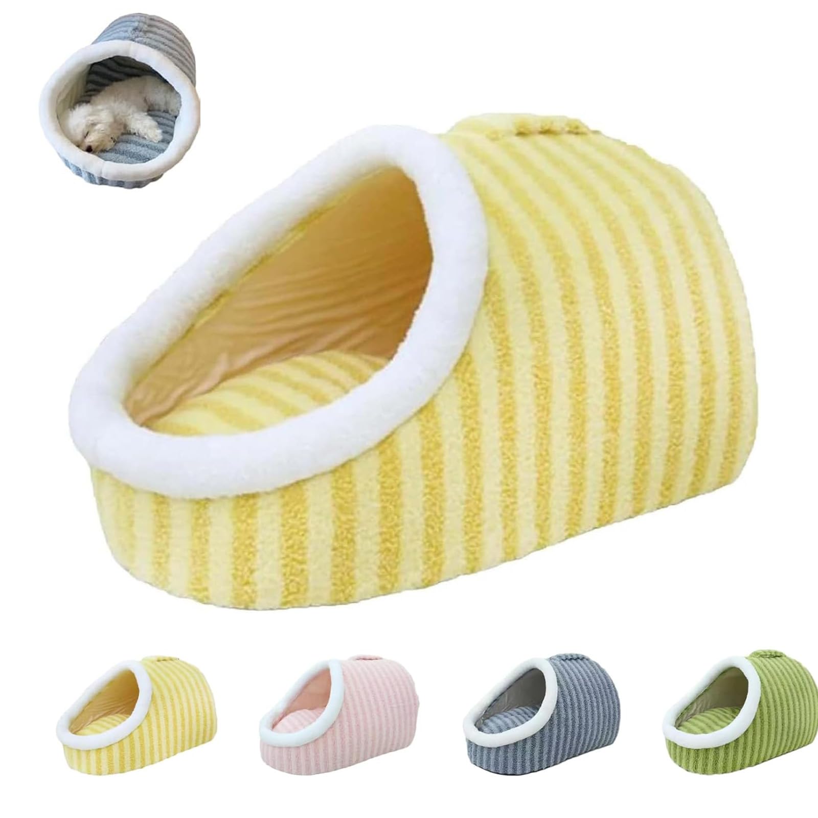 Cozy Dog Bed, Cozy Hideaway Pet Bed, Soft Warm Pet Slipper Cave Bed with Handles, Removable Cozy cave Dog Bed for Small Medium Large Dogs and Cats (Yellow,M)