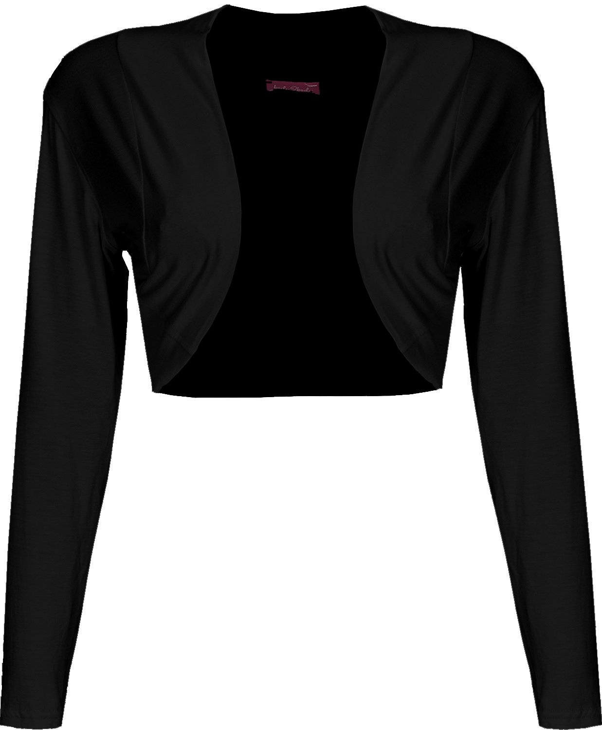 Body2body Women's Black Long Sleeve Plain Bolero Shrug Cropped Viscose Jersey Top Uk 8-14 (S/M, )