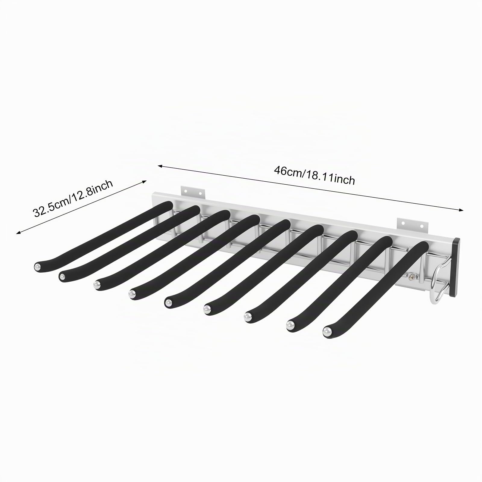 Percha para pantalones de acero inoxidable, extensible, antideslizante, 9 barras, para armario, percha para pantalones, ahorra espacio (derecha)