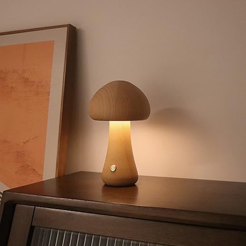 Miniatura 5 de Lámpara de madera USB con forma de hongo, luz nocturna multicolor, iluminación ambiental, luces de noche, lámparas de mesa para dormitorio, sala de