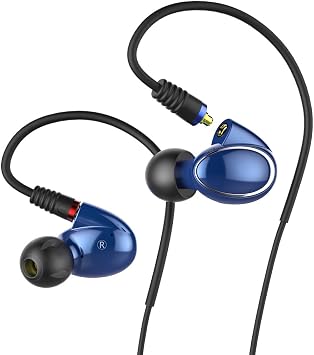 FiiO FH1 Dual Driver Hybrid Over The Ear Headphones/Earphones/Earbuds in-Ear Monitors with Android Compatible Mic and Remote Blue
