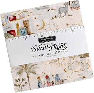 Watercolour Heart Silent Night 참 팩 12.7cm(5인치) 프리컷 패브릭 퀼트 스퀘어 (42개)