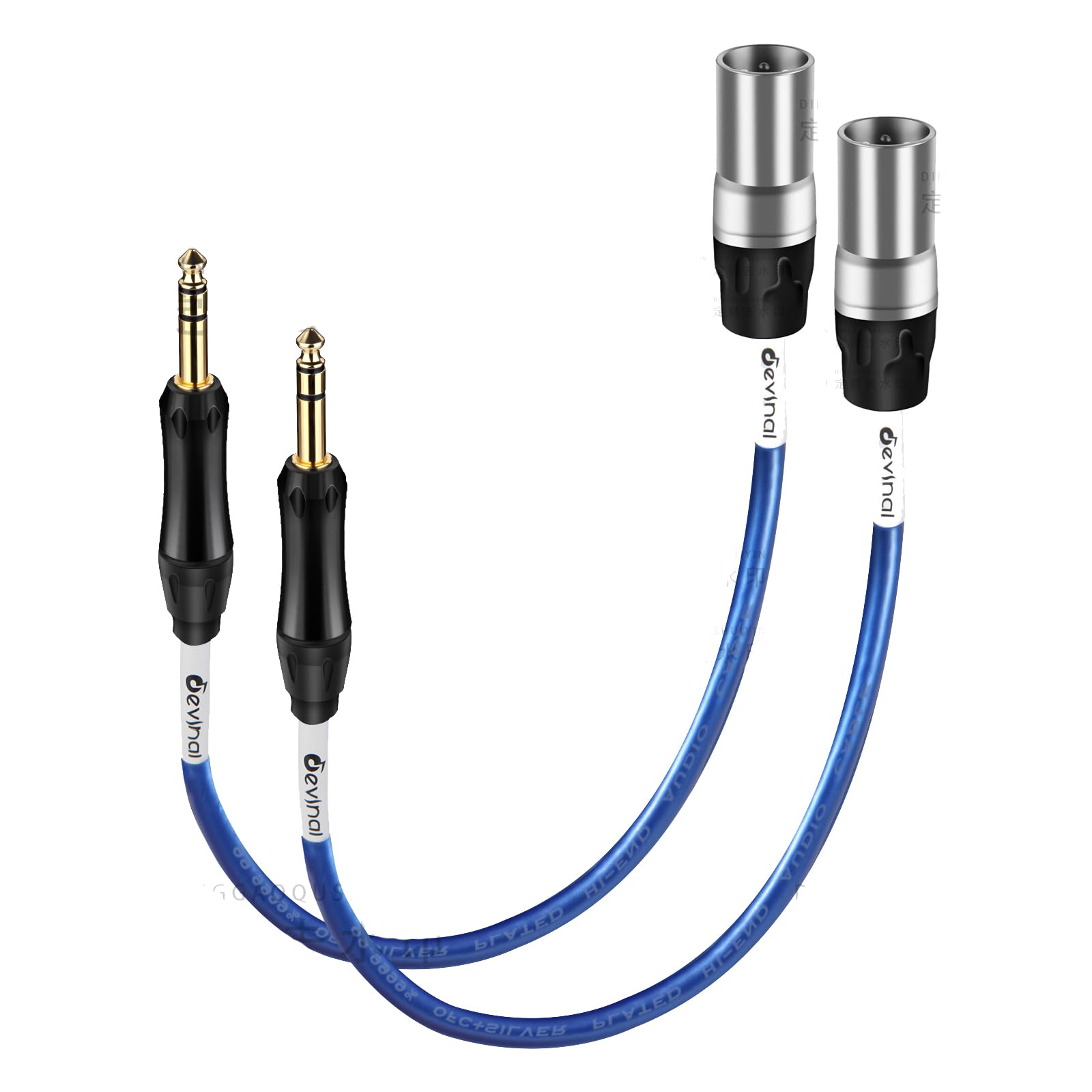 Devinal [20 AWG Silver-Plated OFC 1/4 inch to XLR Cable Hi-Fi Grade Balanced 6.35mm Quarter-inch TRS to XLR Male Interconnect Cord for Speakers Mixer