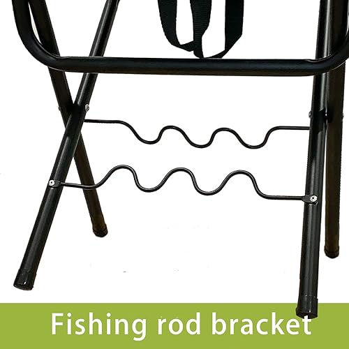 Vista 5 de LEADALLWAY Silla de pesca plegable con soporte de caña, camuflaje Camuflaje Estándar