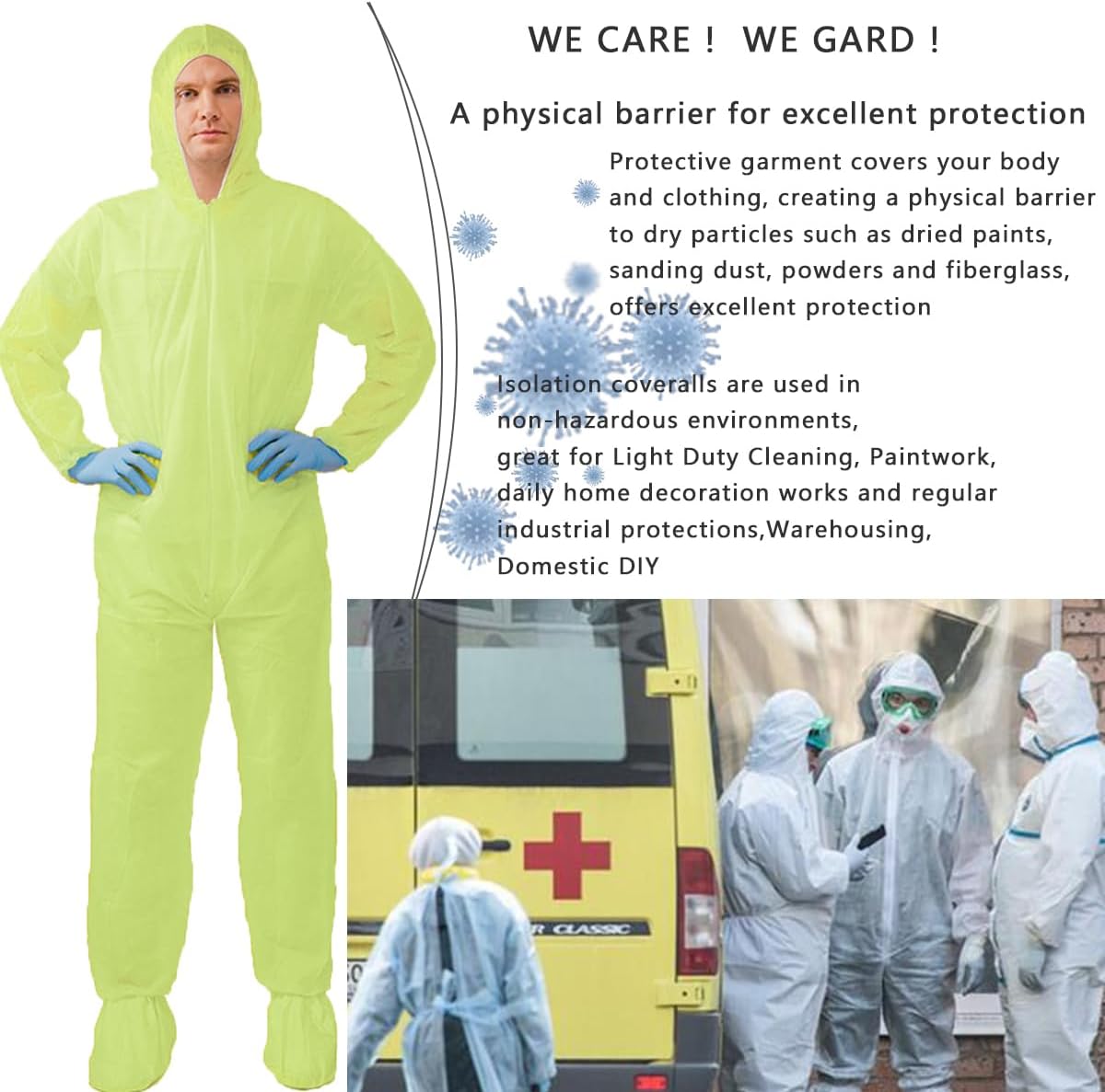 Hazmat Suits,10 Colors Options Disposable Protective Coveralls, Paint Suit with Elastic Wrists Ankles and Hood - Image 3