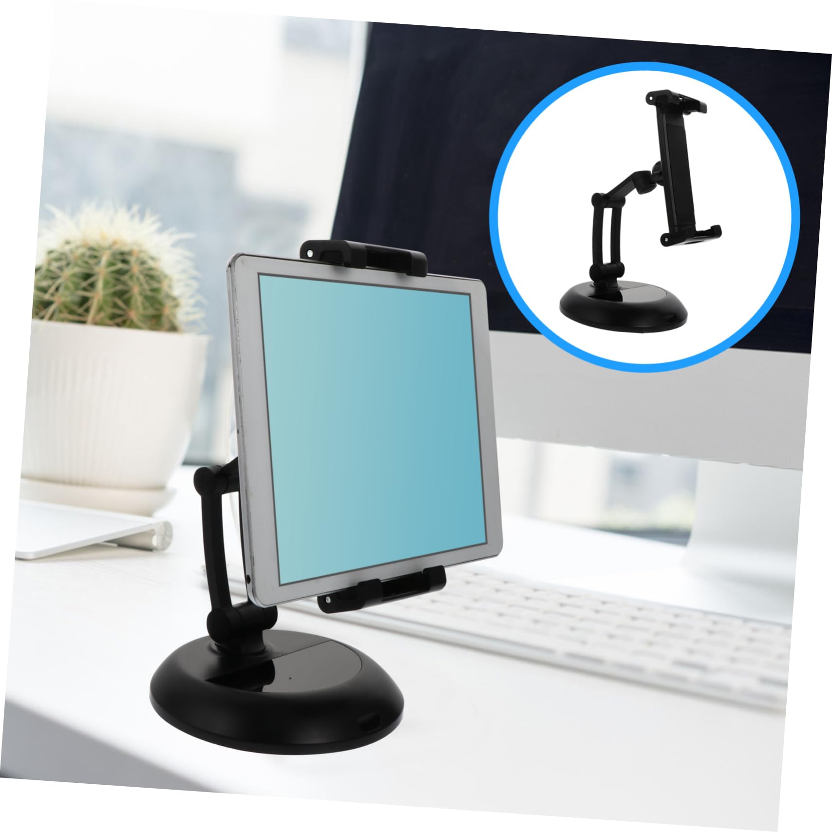 Supporto da Tavolo per Telefono e Tablet Nero in Abs e Metallo | Salvaspazio, Leggero e Pieghevole, Base Antiscivolo per Scrivania, Formato Compatto da Portare Sé